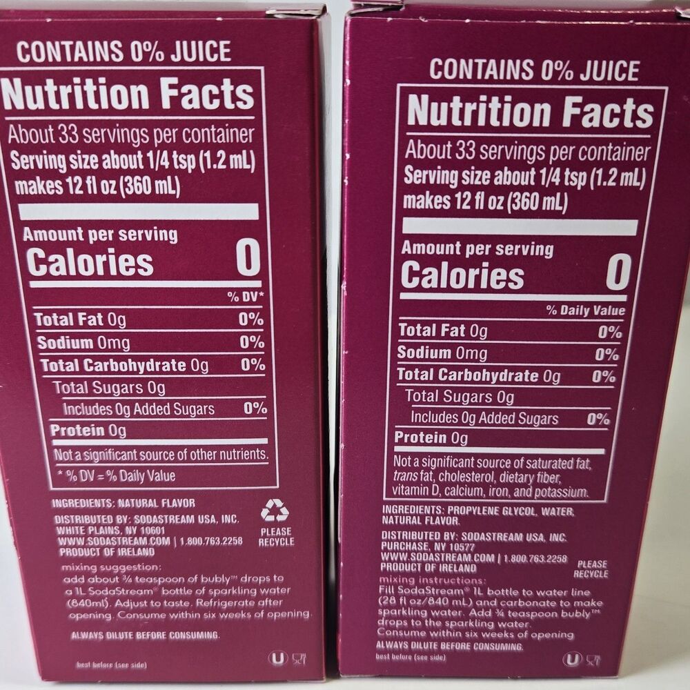 2-Pack SodaStream bubly Drops Raspberry Unsweetened Flavor Essence 1.36 fl oz - Picture 8 of 9